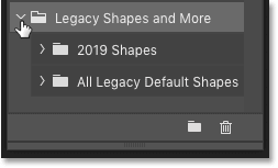 The 2019 Shapes and All Legacy Default Shapes folders in Photoshop CC 2020