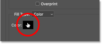 Clicking the stroke color swatch in Photoshop's Layer Style dialog box