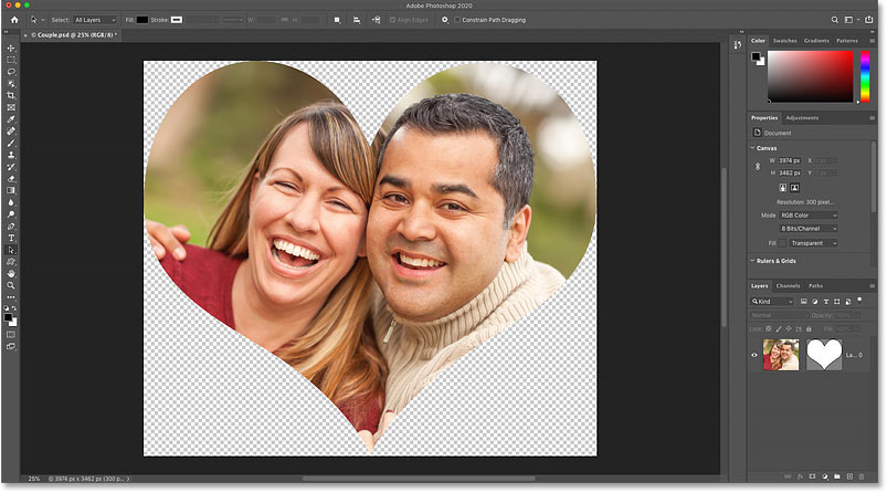 The transparent pixels surrounding the shape have been trimmed away in Photoshop