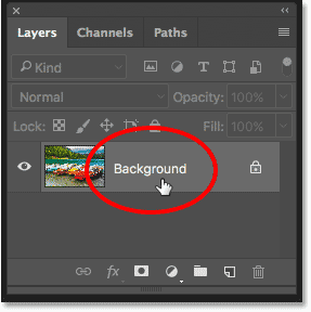 Double-clicking on the Background layer in the Layers panel