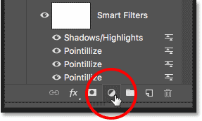 The New Fill or Adjustment Layer icon in the Photoshop Layers panel