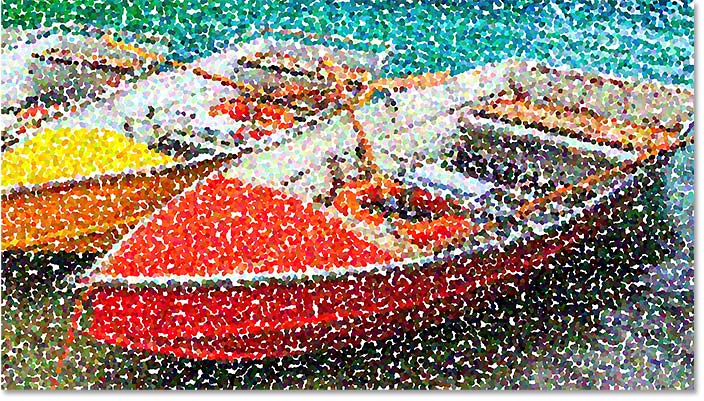 تأثير مرشح Pointillize عند التكبير بنسبة 100 بالمائة