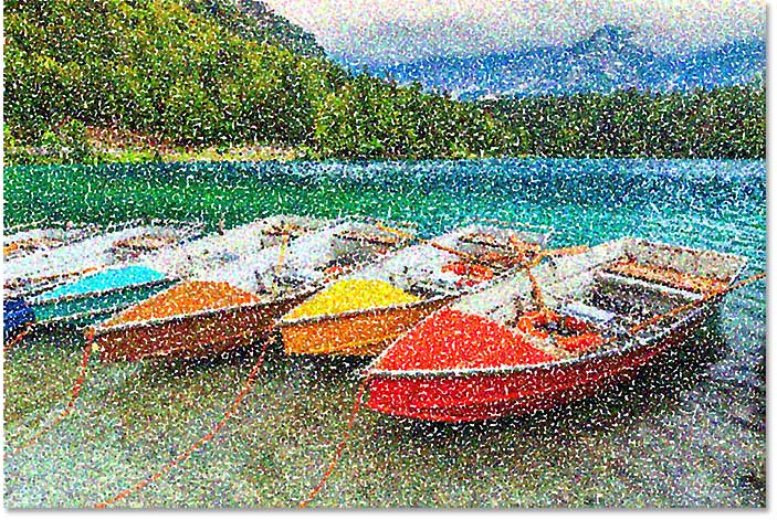 الصورة بعد تطبيق مرشح Pointilliz في Photoshop