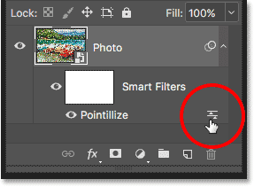 Double-clicking the Pointillize filter's blending options