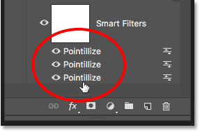 Double-click on each Pointillize Smart Filter to change its Cell Size value