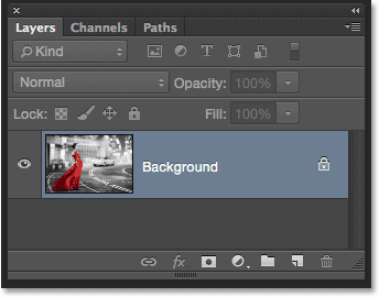 The Layers panel showing the photo on the Background layer. 