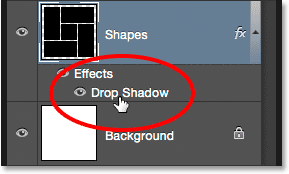 The Drop Shadow listed under the Shapes layer.