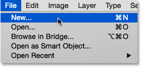 Selecting New from under the File menu in Photoshop. Image © 2015 Photoshop Essentials.com.
