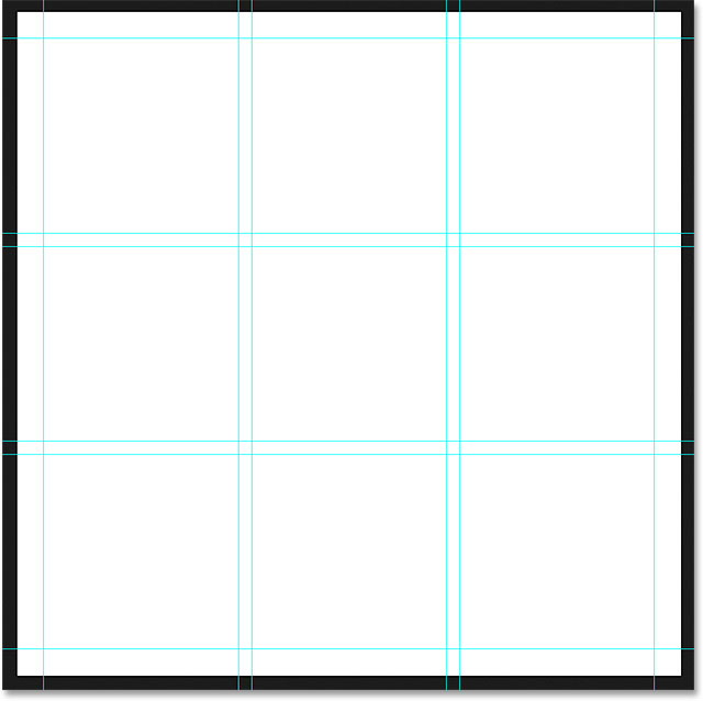 The final guide layout complete with margins. Image © 2015 Photoshop Essentials.com.