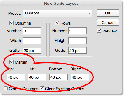 Adding margins around the document.