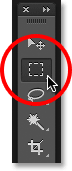 Selecting the Rectangular Marquee Tool from the Tools panel.