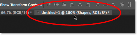 Switching back to the effect's document by clicking its tab.