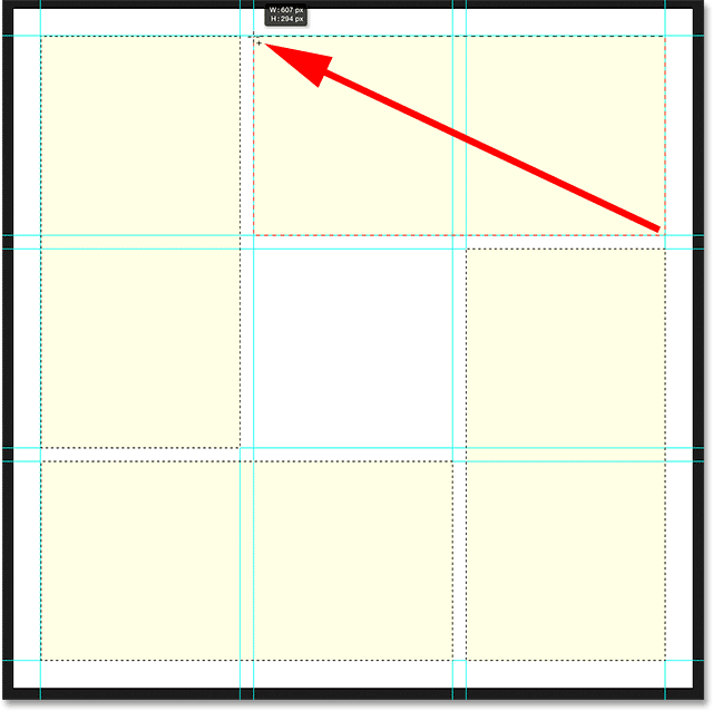 Selecting the squares in the top right and top center of the grid.