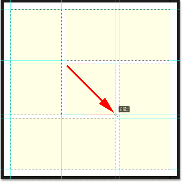 Selecting the square in the center of the grid. Image © 2015 Photoshop Essentials.com.