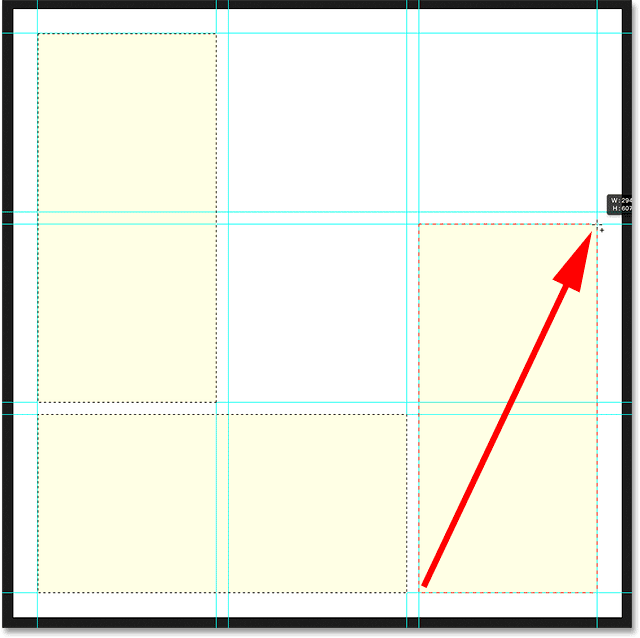 Selecting the squares in the bottom right and middle right of the grid. Image © 2015 Photoshop Essentials.com.