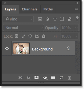 Photoshop Layers panel showing the photo on the Background layer