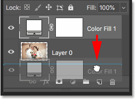 Moving the Solid Color fill layer below the image on Layer 0