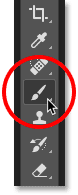 Selecting the Brush Tool from the Toolbar. 