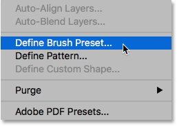 تحديد أمر Define Brush Preset من قائمة Edit. 