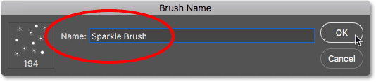 Naming the new brush. 