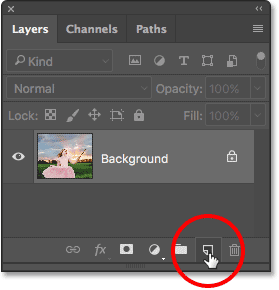 Clicking the New Layer icon in the Layers panel. 