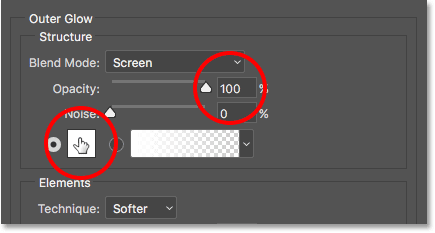 Increasing the opacity to 100 percent, then clicking the color swatch. 