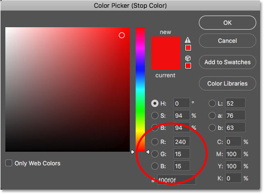 Choosing red for the left side of the gradient. 