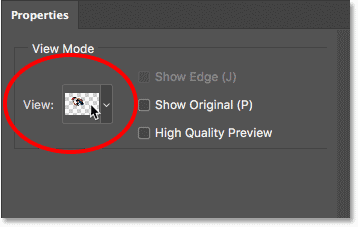 Changing the View Mode in Select and Mask in Photoshop