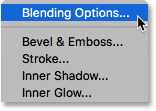 Blending Options في قائمة لوحة Layers في Photoshop