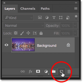 أيقونة Photoshop New Layer في لوحة Layers