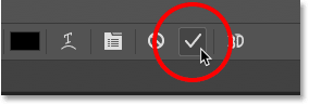 Photoshop Type Tool checkmark