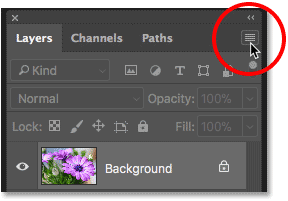 Opening the Layers panel menu in Photoshop