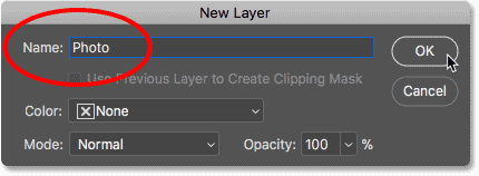 Renaming the Background layer in Photoshop