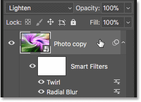 Selecting the 'Photo copy' smart object