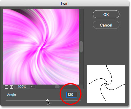 Memutar gambar dengan filter Twirl di Photoshop