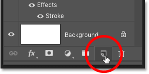 Clicking the Add New Layer icon in Photoshop's Layers panel