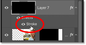 Editing the Stroke layer effect for the top layer in Photoshop