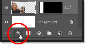 Selecting the first image layer above the Background layer in Photoshop's Layers panel