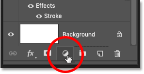 Clicking the New Fill or Adjustment Layer icon in Photoshop's Layers panel