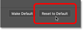 Clicking the Reset to Default button for Photoshop's Stroke layer effect