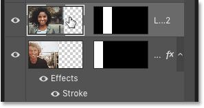 Selecting the next image in the collage by clicking its layer in Photoshop's Layers panel