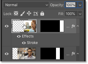 Selecting the top layer in Photoshop's Layers panel