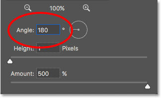 The Emboss filter settings for the Green channel