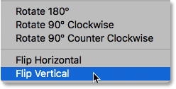 Choosing the Flip Vertical command to flip the water reflection layer