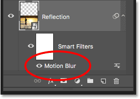 The Layers panel showing the Motion Blur Smart Filter