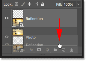 Moving the Reflection layer below the Photo layer in the Layers panel