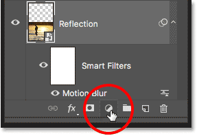 Clicking the New Fill or Adjustment Layer icon in the Layers panel in Photoshop