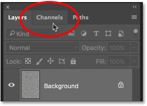 Opening the Channels panel in Photoshop