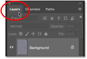 Opening the Layers panel in Photoshop