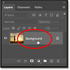 Double-clicking on the Background layer in the Layers panel